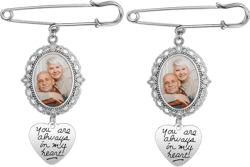 Personalized Master Brooch Pin for Women Custom Wedding Bouquet Photo Charm Pin Vintage Corsage Dresses Cardigan Pin Buttons for Wedding Engagement one photo frame+always in my heart(2pcs)