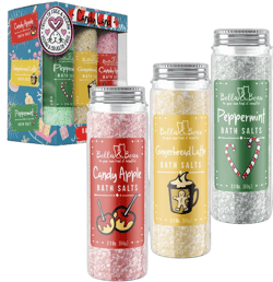 Bella and Bear Candy Land Bath Salts - Holiday Edition | Set of 6 Mini Bath Salts | Cruelty-Free & Vegan | Festive Scents Perfect Stocking Stuffer for Women, Teens, & Tweens