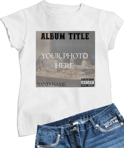 Go All Out Album Cover Personalized with Your Photo & Text Mens Women Youth T-Shirt Women Large White