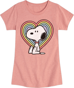 Peanuts - Snoopy Pastel Heart - Toddler & Youth Girls Short Sleeve Graphic T-Shirt