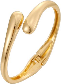 Minimalist Double Teardrop 14K Gold Plated Bangle Bracelets for Women Dainty Delicate Trendy Chunky Thick Hinge Cuff Wrist Bracelet Statement High Polished Fashion Jewelry Birthday Gift Her