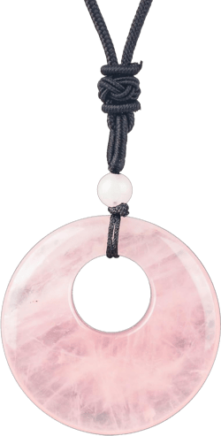 40mm Round Crystal Donut Lucky Necklace for Women Men, Natural Healing Crystal Gemstone Adjust Chain Pendant Necklaces 18”- 29” Rose Quartz