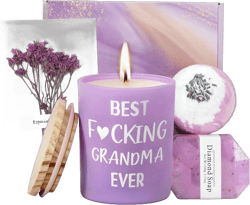 Grandma Gifts, Gifts for Grandma from Granddaughter & Grandson, 9oz Lavender Scented Candle,Bath Bomb, Handmade Soapand, Gift Card and Gift Box