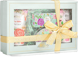 4PC Rose Water Lotion Gift Set: Hand & Foot Cream, Soap, Scented Candle - Body Care for All Skin Types Skin Care Gift Set for Women Green