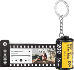 JewelOra Custom Photo Keychain with Spotify Code Personalized Photo Camera Film Roll Keychain with Reel Album Gift for Women 15 Photos