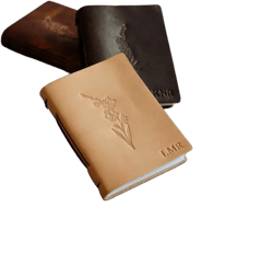 Minimalist Birth Month Flower Gift for Her - Personalized Journal or Mini Leather Notebook / Cute Pocket Journal for Gardener Gift