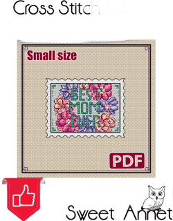 Small cross stitch pattern: Mother day, Flowers, Stamp, Mini, Summer, Blanks, Plastic canvas, Gift, Mom, Cards, DIY, Modern, Spring, S-102