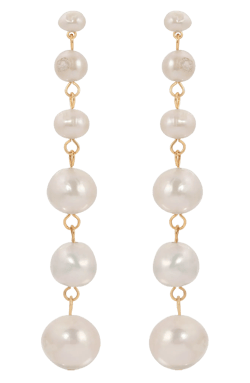 Ettika Freshwater Pearl Linear Drop Earrings