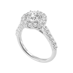 LuvMyJewelry Seraphine 14K White Gold Round Cut Lab Grown Diamond Halo Engagement Ring - 2.04 Ct