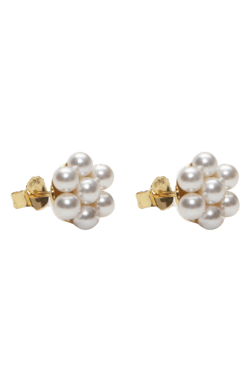 Argento Vivo Sterling Silver Faux Pearl Flower Stud Earrings