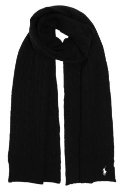 Polo Ralph Lauren Logo Embroidered Wool & Cashmere Cable Stitch Scarf