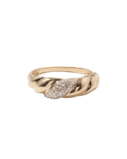 14K Gold Pavé Diamond Croissant Dôme Ring