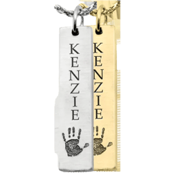 Personalized Bar Pendant Vertical Handprint Cremation Jewelry