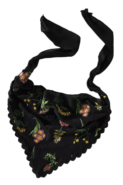 Embroidered Floral Hair Scarf