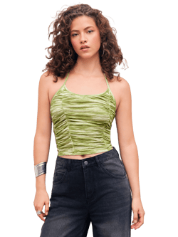 Halter Tie Dye Shirred Cami Top