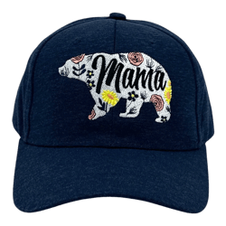 Mama Bear Floral Print Hat Funny Sarcastic Mothers Day Graphic Novelty Cap - Crazy Dog Navy Standard
