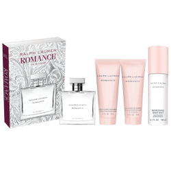 RALPH LAUREN FRAGRANCES Romance - Women's Perfume Gift Set - Floral & Woody - With Rose, Jasmine, and Berries - Full Size Fragrance, 3.4 Fl Oz, Shower Gel & Body Lotion, 2.5 Fl Oz Each, & Body Mist, 5 Fl Oz