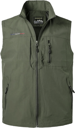 Mens Quick Dry Fishing Vests Lightweight Sleeveless Jackets with Zipper Pockets for Travel Hiking X-Large A-army Green