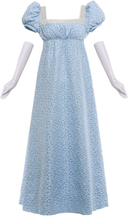 Womens Regency Dress Empire Waist Long Regency Costume Victorian Gown X-Large Blue