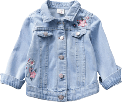 ASHER FASHION Girls Kids Denim Jacket Toddler Retro Floral Embroidered Long Sleeve Button Down Jean Jacket Coat Outwear 4-5T Blue