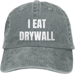 I Eat Drywall Hat Trucker Vintage Washed Distressed Cotton Cowboy Baseball Hat One Size Gray