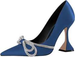 YDN Women Pointed Toe Slip on Diamond Pumps Special Kitten High Heel Shoe Party Prom Dress Lady Size 4-16 US 8.5 Blue