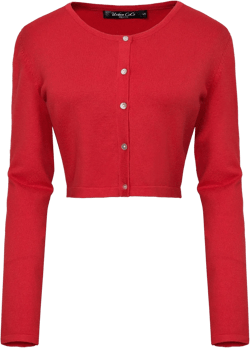 Urban CoCo Women's Long Sleeve Button Up Cropped Cardigan Sweaters for Women Crew Neck Short Bolero Shrug for Dresses Medium Red