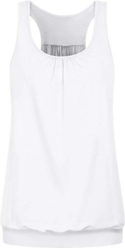 Womens Sleeveless Racerback Tank Loose Fit Banded Bottom Yoga Tank Tops B# White 3X-Large