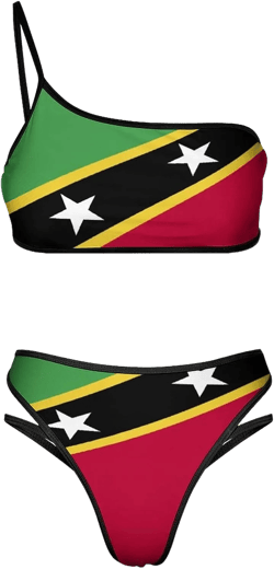 Fattyeery Women Bikini Set Saint Kitts and Nevis Flag Two Piece Swimsuit Swimwear Bathing Suit Tankini Swimsuit Set L Large Style-7