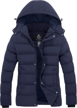Wantdo Women's Hooded Warm Winter Coat Quilted Thicken Puffer Jacket with Removable Hood X-Large Navy