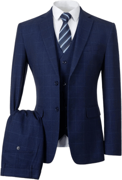 Mens Suit Plaid Slim Fit 3 Pieces Checked Casual Tuxedo Formal Suits for Men Wedding Business Party Blazer Vest Pants Set XX-Large Navy Checkered