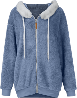 Fleece Jacket Women Sherpa-Lined Zip Up Long Sleeve Zip Up Hoodie Women Winter Jackets For Women Fall Jackets For Women 2024 01-light Blue X-Large