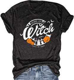 Womens Fall Pumpkin T-Shirts Funny Short Sleeve Halloween Graphic Tees Tops A-8-black X-Large