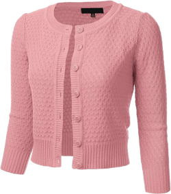 FLORIA Women's Button Down 3/4 Sleeve Crew Neck Cotton Knit Cropped Cardigan Sweater (S-3X) Small Fm3514_lightpink