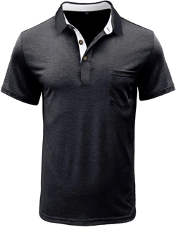 Men’s Athletic Short Sleeve Polo Shirts Casual Moisture Wicking Golf Shirts Buttons Collared Solid T Shirts with Pocket 3X-Large Black