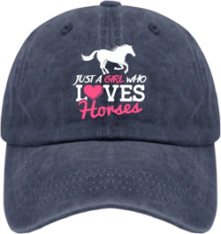 Just A Girl Who Loves Horses Horse Hats for Womens Baseball Cap Classic Washed Dad Hats Quick Dry Navy Blue One Size
