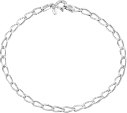 Amberta Women's 925 Sterling Silver Link Chain Bracelet for Charms (Adjustable)