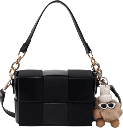 Cross body Purse, Doll Accessories Purse, Woven Crossbody Bags For Women, Shoulder Bag, Padded Cassette Leather Handbag (Black): Handbags: Amazon.com
