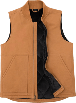 ZENTHACE Men's Arctic Quilted Lined Duck Vest Washed Full Zip Up Utility Rugged Canvas Work Vest Jacket Large Duck Brown