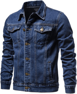 Dninmim Men's Solid Cotton Denim Jacket Casual Lapel Single Breasted Jeans Jacket Autumn Slim Fit Jackets Medium Deep Blue