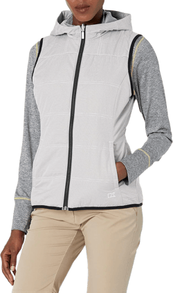 Cutter & Buck Women's Stripe Cora Layerable Reversible Hooded Vest with Pockets XX-Large Liberty Navy