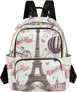 Women's Quilted Small Backpack Romantic Paris Eiffel Tower Mini Backpack Purse for Women College Travel Daypack Medium Color 01 Medium