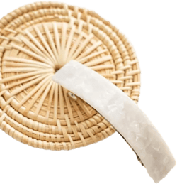 Tortoise Shell Barrette French Hair Clip for Ponytails - Elegant Nonslip Clasp for Thick/Thin Hair, Fashion Hair Decoration Accessory for Women and Girls White