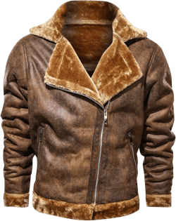 Maiyifu-GJ Men's Faux Leather Fleece Jacket Winter Warm Motorcycle Fur Vintage Coat Retro Suede Motorcycle Bomber Jackets (Brown,X-Large)