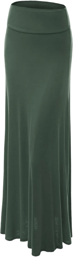 Lock and Love Women's Casual High Waist Solid/Tie Dye Fold Over Flowy Long Maxi Skirt XX-Large Wb670_olive