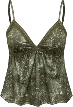 SOLY HUX Women's Floral Print Lace Trim Cami Crop Tops V Neck Ruffle Peplum Summer Top X-Small Green Printed