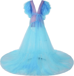 Women's Maternity robe for photoshoot Ladies Dressing Gown Sheer Long Tulle Robe XX-Large Sky Blue