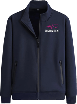 Custom Nurse Jacket for Women Add Personalized Logo Name Zip Up Fleece Jackets RN Coat Small Navy Blue