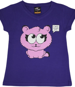 Kitty Crush – Youth Girl Purple V-neck T-shirt