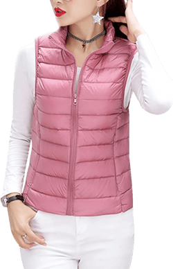 YMING Womens Packable Down Vest Solid Color Lightweight Outwear Zipper Puffer Vest Jackets Pink X-Large